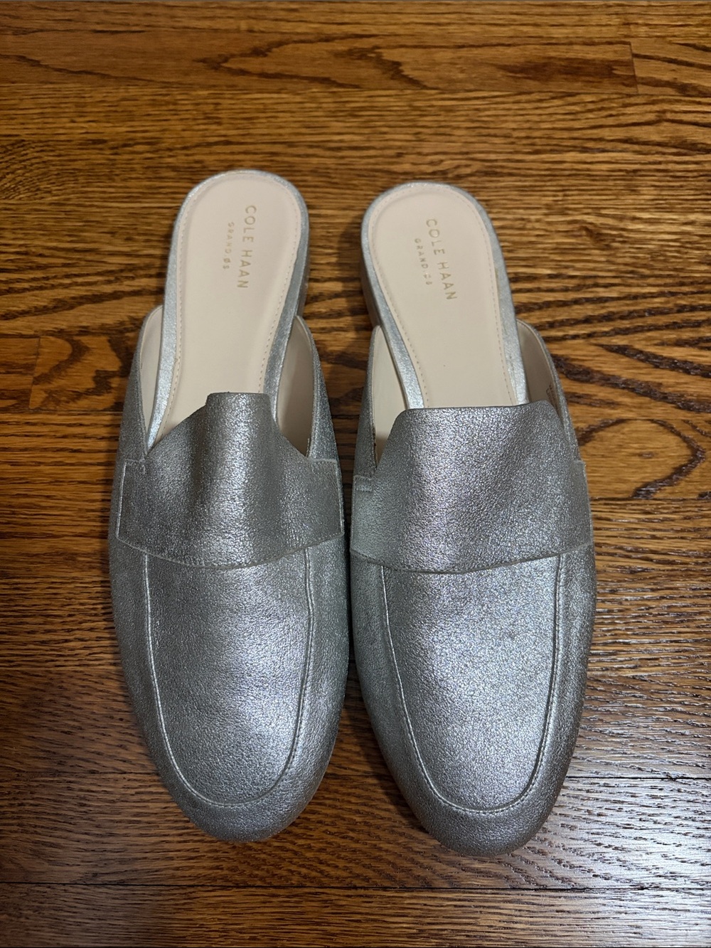 Cole Haan Metallic Silver Slip-On Mules